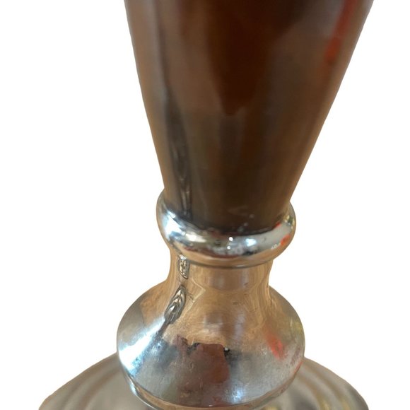 Traditional Elegant Silver Painted Candle Holders Heavy Made in India Set of 2 - Picture 8 of 10